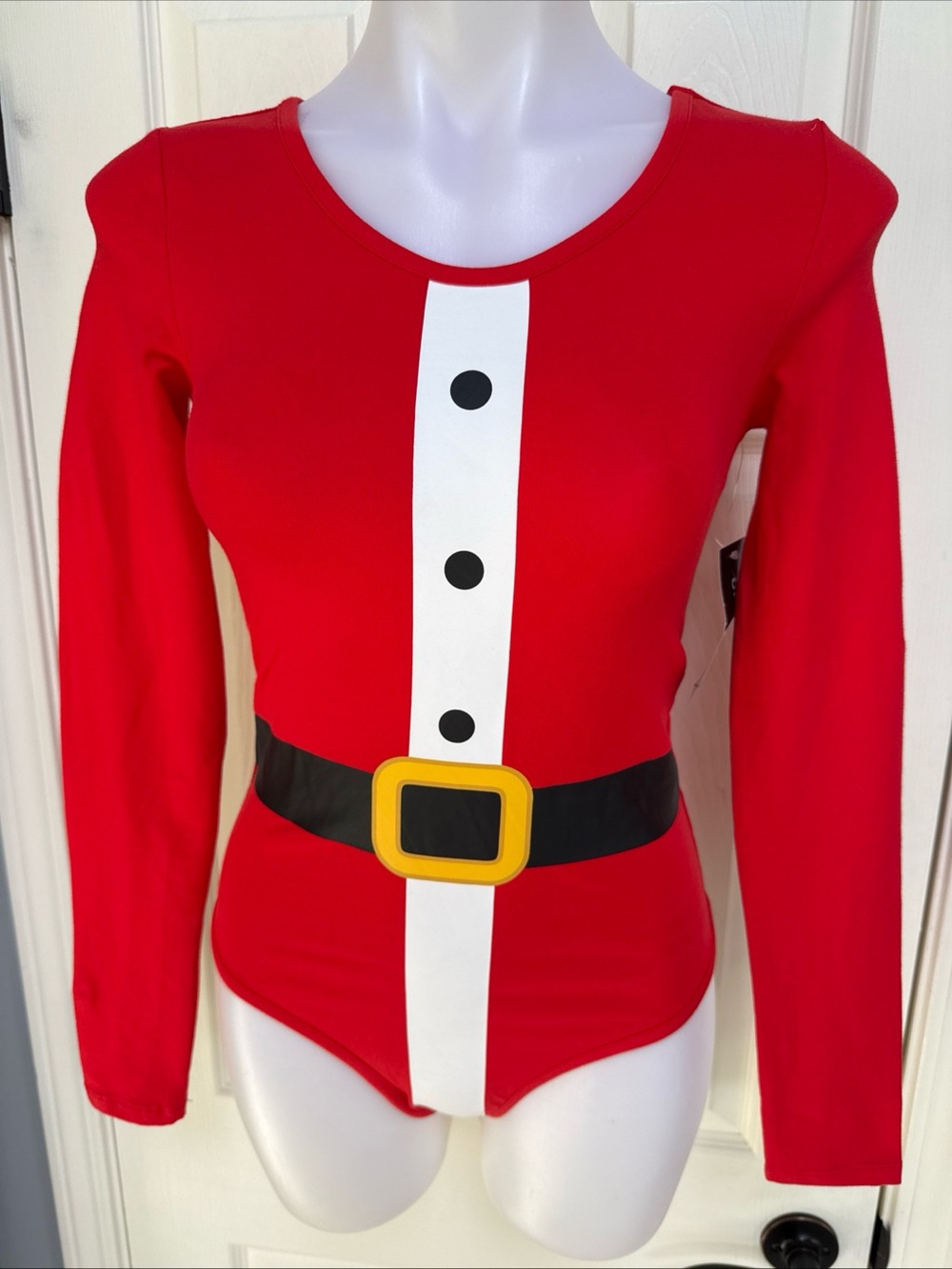 CHEMISTRY Christmas red Sexy Santa long sleeve snapcrotch body suit sz M NWT